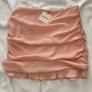Superdown Peach Chiffon Ruched Mini Skirt